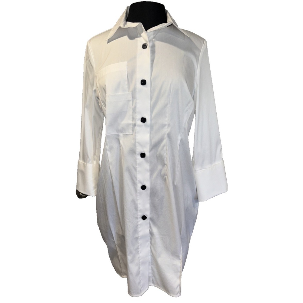 NEW‎ Liv by Habitat Button Up Shirt Tunic Dress Double Pocket Women's Size Small